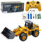 LioMaxi 9 Canale 1:16 quattro ruote Bulldozer telecomandato giocattolo,con luci e suono, pala in metallo,telecomando senza fili,Caricatore Frontale con Telecomando,per Regali Per Bambini