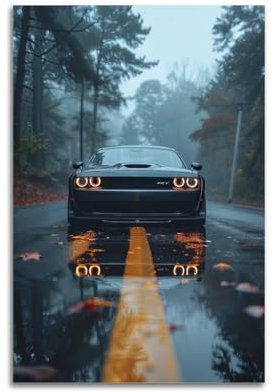 GTTHOK Muscle Car Poster für Challenger, SRT, Dämonen-Sportwagen, dekoratives Gemälde, Leinwand, Kunstbild, 50 x 75 cm