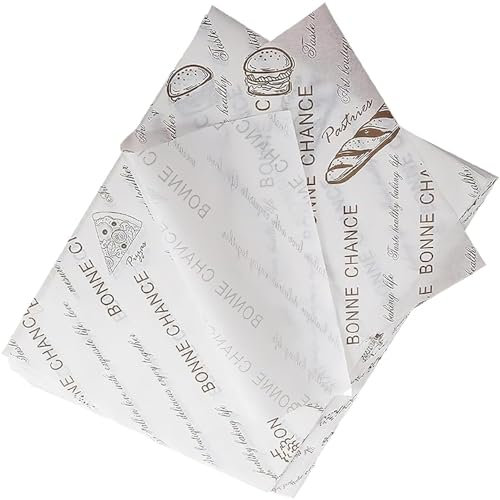 Aieraczy Wachspapier für Lebensmittel, 100 Blatt Backpapier, Käsepapier, Pergamentpapier, Fettdichtes Papier, Antihaft Brotpapier für Butter Burger, Pizza, Sandwiches, Fleisch