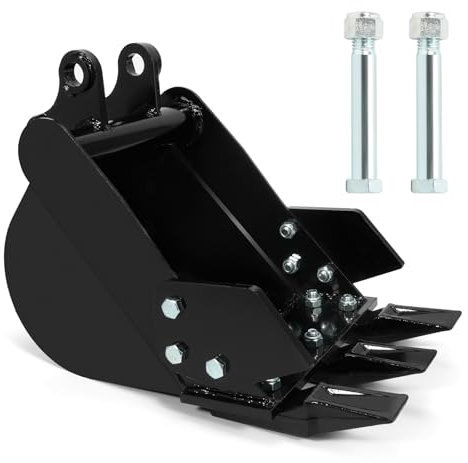 VORGENS 300 mm Mini-Baggereimer, Bagger-Grabeneimer passend für 1,8 Tonnen Minibagger mit Stiften x 2 – Ersatz für kleine Bagger, Grabeneimer, Bagger, Bagger, Bagger-Baggeraufsätze