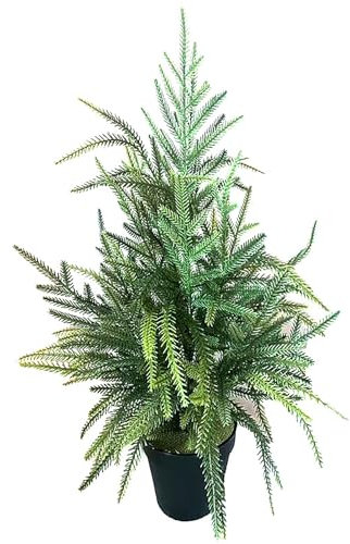 Pino Norfolk Artificiale da 2 Piedi, Pino Norfolk con Vaso, Albero di Natale Finto Verde, Piante di Albero di Natale Finto per Portico Anteriore Decorazioni Natalizie per Interni