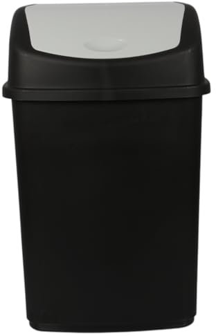 Jolie Max 35L Large Swing Top Kitchen Bin - Plastic Dustbin with Flip Top Lid - Ideal for Home and Office Waste Management - Easy to Clean, Recycle Rubbish Bin. (Black with Grey Lid)
