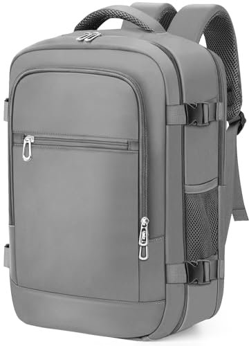 BAHIWOM Handgepäck Rucksack 40x20x25 für Ryanair, 20L Reiserucksack mit 14 Zoll Laptopfach, Trolley Sleeve, Unter Sitz Flugzeug Kabinentasche für Geschäftsreisen, City-Commute, Grau