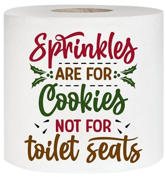 EMUWORKS Novelty 3ply Toilet Roll - Funny Toilet Paper Joke Bathroom Tissue in Red Organza Bag for Secret Santa Single Sheet Printed Kids Christmas Xmas Stocking Fillers #1 (Sprinkles Are for Cookies)