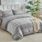 Tokokimo Set copripiumino king size, 4 pezzi, con lenzuolo con angoli, in morbida microfibra, per letto king size (1 copripiumino, 2 federe, 1 lenzuolo con angoli profondi 40 cm), grigio a righe