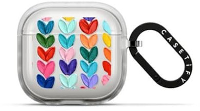 CASETiFY Impact Airpods (4. Generation) Hülle mit Ring [2 m Fallschutz] – Klare gepunktete Herzen – Frost