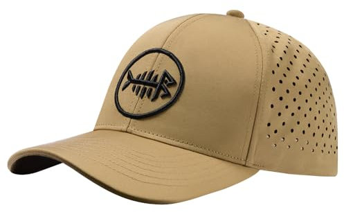 Bassdash UPF50+ Schnell Trocknende Baseball Cap Wasserdicht Laser Cut Mesh Snapback Hut Verstellbar für Frauen Angeln Wandern Baseballkappe Damen Und Herren Kappe FH14