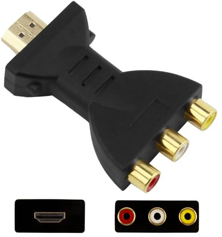 Jesiah HDMI to AV Adapter, HDMI to AV RGB RCA Converter Red White Yellow 1080P HD Video Adapter Compatible with TV Laptop Camera