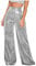TAOZHUGONG Glitzer Metallic Schlaghose Weites, Pailetten Hose Damen, High Waist Glitzerhosen, metallisch, glänzend, Clubwear-Hose, Party Glitzer Silber Bling 70er Hose (L)