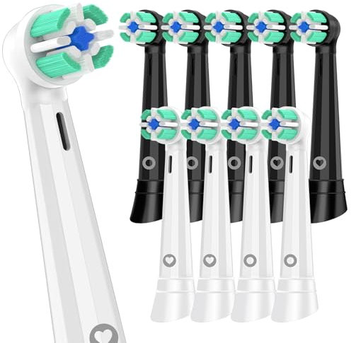 10er IO Aufsteckbürsten Kompatibel mit Oral b iO 3/4/5/6/7/8/9/10 Series Elektrischen Zahnbürstea, IO Zahnbürste Aufsätze Kompatibel mit Oral b für Tiefgreifende Reinigung (Schwarz&Weiß)