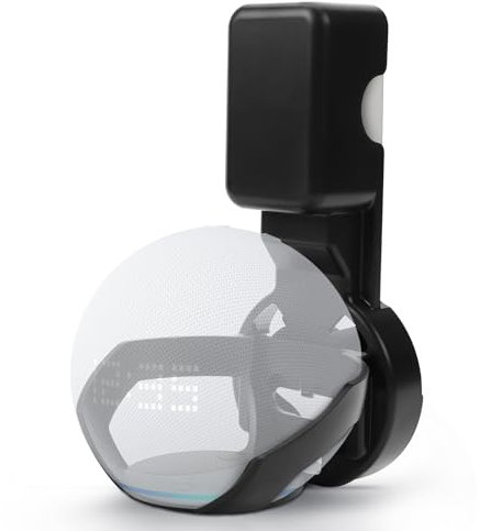 Mumjooyi Supporto Echo Dot 4 Staffa a Parete Echo Dot 5 Generazione Accessorio Salvaspazio con Gestione Cavi Integrata non Richiede Foratura per Soggiorno Cucina Bagno