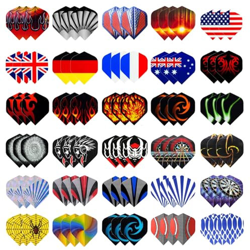 Jomdjmskes 90 Stück Dart Flights, PET Standard Dart Zubehör, Premium Extra Starken Dart-Flights, 30 Styles Dartpfeile Flights, Dartpfeile Zubehör Perfekte für Soft und Steel Tip Dartpfeile
