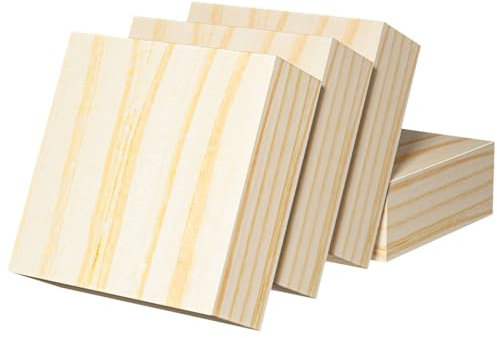 Möbelerhöhungen aus Holz, strapazierfähig, für erhöhte Höhe und Stabilität, unterstützt bis zu 500 kg, ideal für Betten, Sofas, Tische 15 x 15 x 1 cm und 20 x 20 x 1 cm, 4 Stück