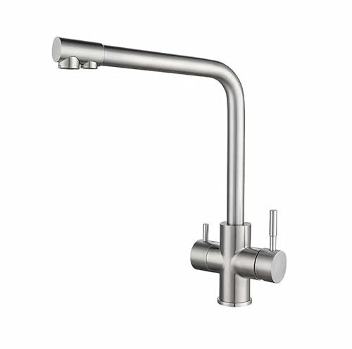 SOONHUA Grifo de cocina de 3 vías para purificador giratorio para fregadero de cocina, grifo mezclador para agua caliente, fría y potable