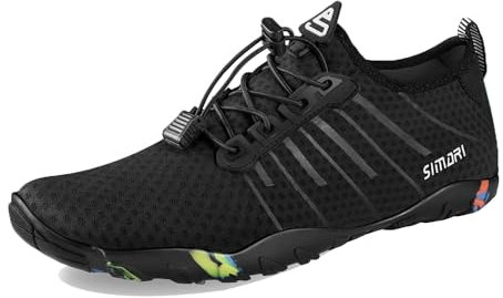 SIMARI Chaussures de course à pied larges pour homme et femme, parfaites pour la randonnée, l'eau et la piscine en plein air, Noir test, 39 EU