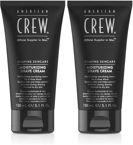 AMERICAN CREW – Moisturizing Shave Cream, 150 ml, schäumende Rasiercreme mit Avocado-Öl & Aloe vera, Pflegeprodukt mit Vitaminen für trockene & empfindliche Haut, beugt Irritationen vor