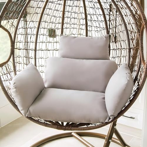 GHBXJX Kissen für Hängesessel Outdoor, für Polster Korbsessel Chair Lesesessel und Rattansessel, Relaxliegenauflage Polsterauflage Auflage Mit Riemen, Hängesitz Indoor Waschbares,Grau
