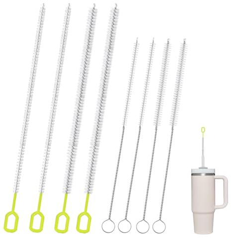 8-Piece Straw Cleaner Brush Set for Cleaning Straws - (4-Size) Extra Long Nylon Pipe Cleaners, Reusable Straw Cleaning Brush for Stanley Tumbler, Sippy Cup, Baby Bottle and Tubes (Type A)