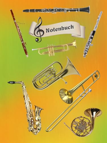 Notenheft Trompete DIN A4 Notenbuch Posaune Musikunterricht Waldhorn Notenlinienheft Große Lineatur Blasinstrumente Anfänger Kornett Querflöte ... Notensysteme Bariton Musiker Fagotte 02B15