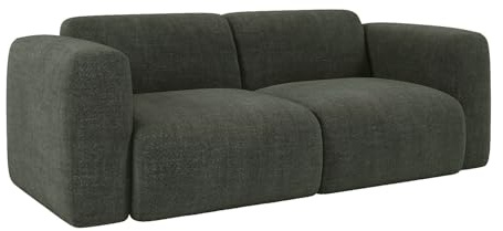 Vente-unique - Sofa ohne Schlafmöglichkeit Pogni Stoff Grün 205 cmx97 cm