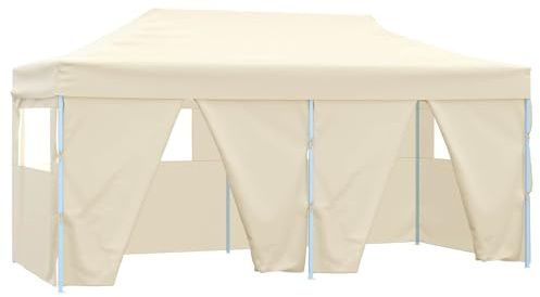 vidaXL Party-Zelt Creme 291 x 580 x 315 cm Oxford-Stoff, Garten und Terrasse, moderner Pavillon, Faltbare Überdachung, wetterfestes Zelt, Event-Schatten
