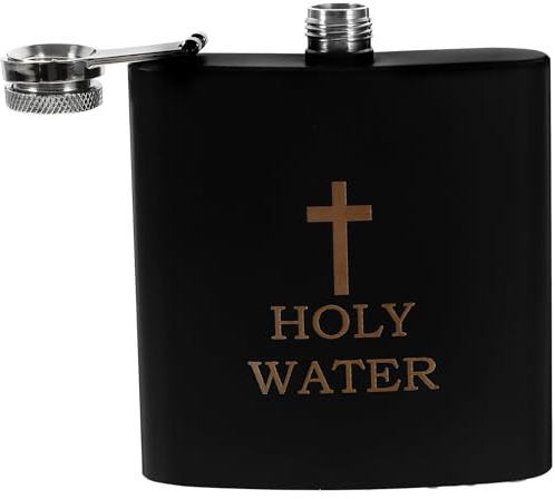 HAKIDZEL Botella de Agua Bautismal de Acero Inoxidable Negra, Resistente al Óxido y Fácil de Transportar, Adecuada para Uso en Viajes y Almacenamiento de Agua Consagrada o Color Aleatorio
