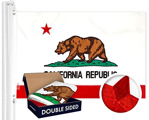 G128 California State Flag | 2x3 füße | doppelseitig gestickte 210d - Indoor/Outdoor, Messing tüllen, Heavy Duty Polyester, 3-lagig