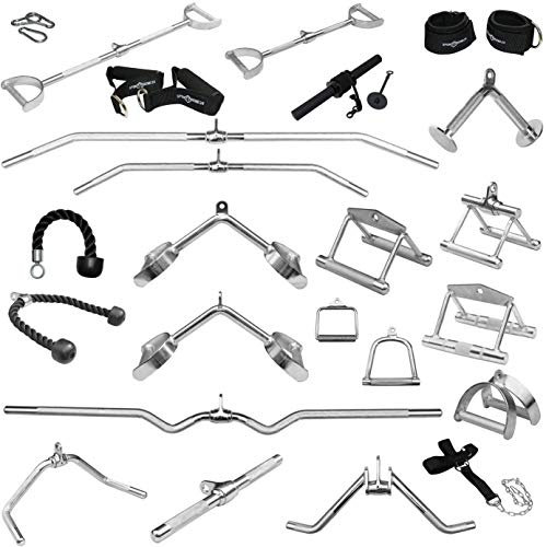 Sporttrend 24® Bizeps Trizeps Stange Trizepsgriff Trizepgriff Bizepsgriff Bizepgriff Bizepstange TrizepstangeSeilzuggriff Kabelzuggriff Stange Griffe für Seilzüge Kabelzüge Silber