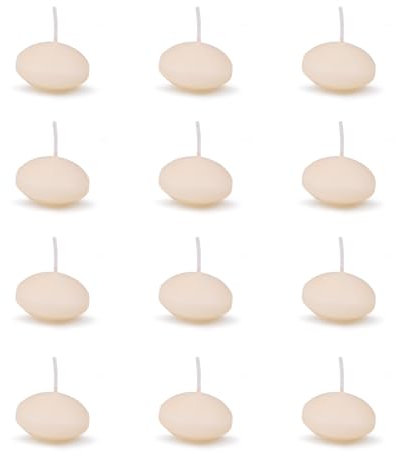DONAU HOME Lot de 12 bougies flottantes, crème, 2,8 x Ø 4,8 cm, durée de combustion : 4 heures, flottantes, sans parfum, bougies chauffe-plat chaudes, pour dîner, mariage, Saint-Valentin
