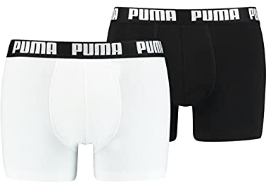 Puma Herren Basic Boxers Boxer-Shorts, Weiß/Schwarz, L (2er Pack)