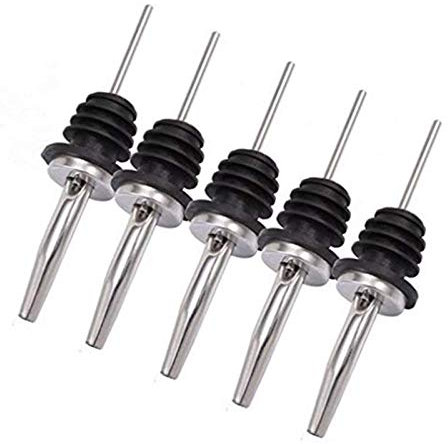 5 Pcs Stainless Steel Liquor Bottle Speed Pourers Black Classic Tapered Spout Fast Free-Flow Drinks Oil Pourer by SamGreatWorld