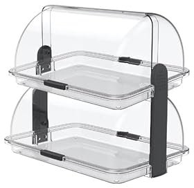 Tecnoplast Srl Euroshoppingonline Vetrina vetrinetta espositore Doppio Doppia da Tavolo banco Cupola Rettangolare Porta Paste Dolci cornetti crassant 52x31 cm