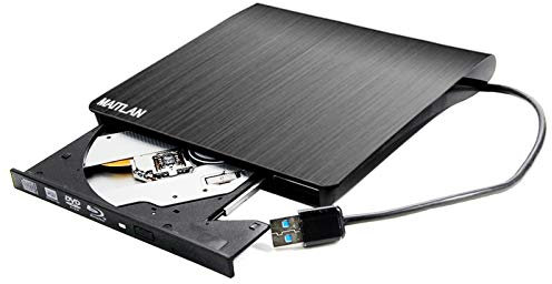 Ultrathin External USB 3.0 Portable CD DVD Optical Drive, Dual Layer DVD RW CD Burner Player for Acer Swift 3 5 1 MX150 SF314-52 SF315 SF314-52 i5 i7 14 Full HD Ultrabook Laptop Black Color