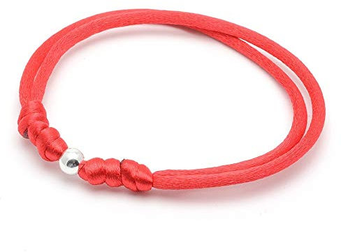 Bracelet en soie rouge pour bébé avec boule en argent sterling et nœud réglable Unisexe, Ajustable, Argent