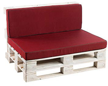 Gutekissen® Europalettenkissen Möbel, Gartenkissen, Rattan, Sitzauflage, Rückenauflage PFK (Rückenlehne 120x40, Burgund)