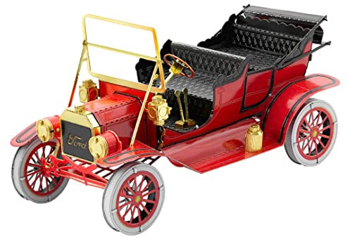 Metal Earth Fascinations Metallbausätze - Automobil Ford Model T Red 1908, lasergeschnittener 3D-Konstruktionsbausatz, 3D Metall Puzzle, DIY Modellbausatz mit 2 Metallplatinen, ab 14 Jahre