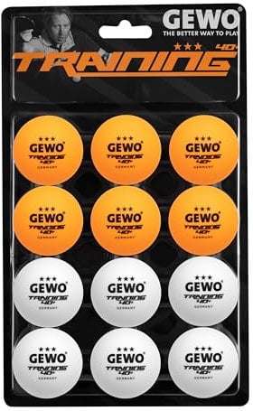 GEWO Training 40+ Tischtennisbälle - 3 Sterne Tischtennis-Ball aus ABS Plastik mit Naht - Hochwertige Trainingsbälle, Durchmesser 40+mm, Vorratspackung mit 12 Stück, orange und weiß gemischt