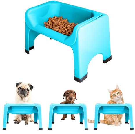 The Fluff Trough Elevated Dog Bowl Feeder For Healthy Posture & Digestion, Minimizes Neck Strain, Ideal for Flat-Faced Pets, Vet Recommended, Dishwasher Safe, Teal