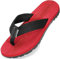 Damen Herren Zehentrenner Sommer Flip Flops Badelatschen Hausschuhe Pantoletten, Schwarz Rot, 39 EU
