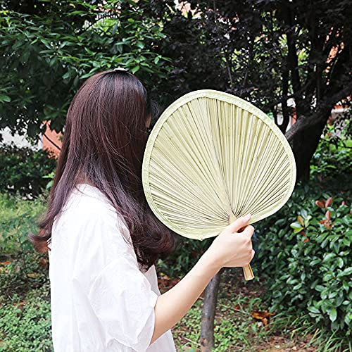 NC 1Pcs handgefertigte Lüfter Palm Leaf Handventilatoren Tragbare Sommerventilatoren Palm Leaf Ventilatoren Bambus Handheld Rattan Dekoration Natürliche Raffia Handventilatoren