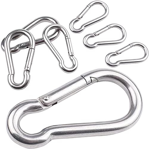Feuerwehr Karabinerhaken Edelstahl Rostfrei Karabiner, 7 Stück Karabinerhaken 6 x 60 mm, Karabiner Haken für Zuhause, Camping, Angeln, Wandern, Reisen, Schnapphaken belastbar bis 120kg