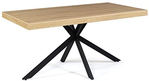 IDMarket - Esstisch, rechteckig, Alix, 8 Personen, Spinnenfuß, Holz und Schwarz, 160 cm