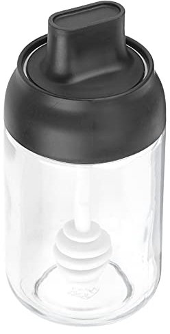 Petit pot de miel avec louche, Jarware Honey Dipper Couvercle Pot de miel avec couvercle de cuillère Pots de miel avec louches Distributeur de conteneurs de miel