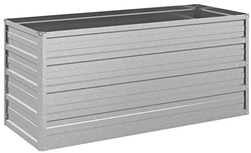vidaXL Lit Surélevé de Jardin Jardinière Bac à Fleurs Pot de Plantes Lit de Plantation Balcon Extérieur 100x40x45 cm Acier Galvanisé Argenté