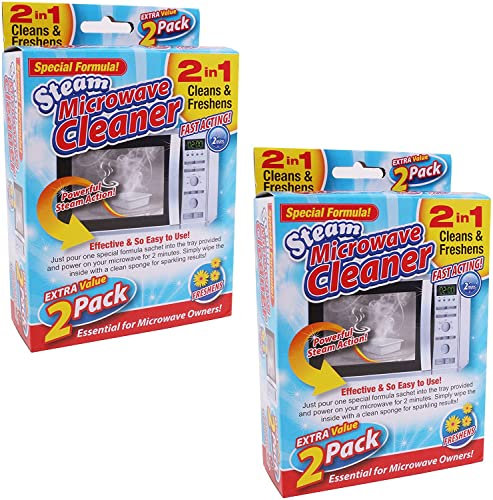 JMS we create smile - 4 X Microwave Steam Cleaning Packs with Tray Fast Acting Degreaser Fat Stain Remover Cleaner