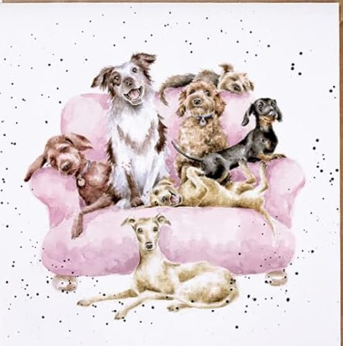 Wrendale Designs Kunstdruck Movie Night auf weißem quadratischem Leinwandbild, 20 x 20 cm