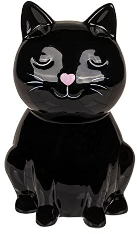 Keramik Spardose/Sparbüchse - Katze Kitty in schwarz - abschließbar - 16 x 11 cm