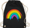Turnbeutel Rucksack - Kleidung Pride Flag - Regenbogen LGBT & LGBTQ - Unisize - Schwarz - lgbtq+ beutel csd rainbow bauwollbeutel lesbian christopher street day turnsack lqbtq beutelrucksäcke gay