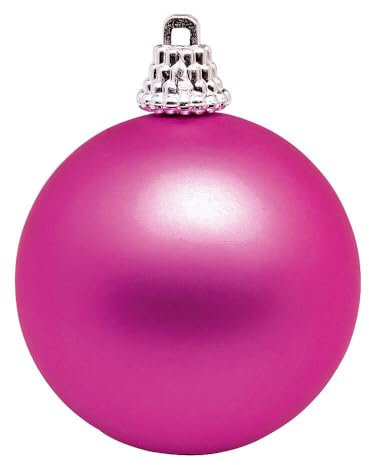 Deco Woerner Matte, Pinke Weihnachtskugeln aus Plastik, 10 cm Ø - 6 Stück