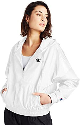 Champion Felpa con cappuccio Powerblend da donna, con cerniera, vestibilit ampia, modello classico, Bianco/nero, X-Small